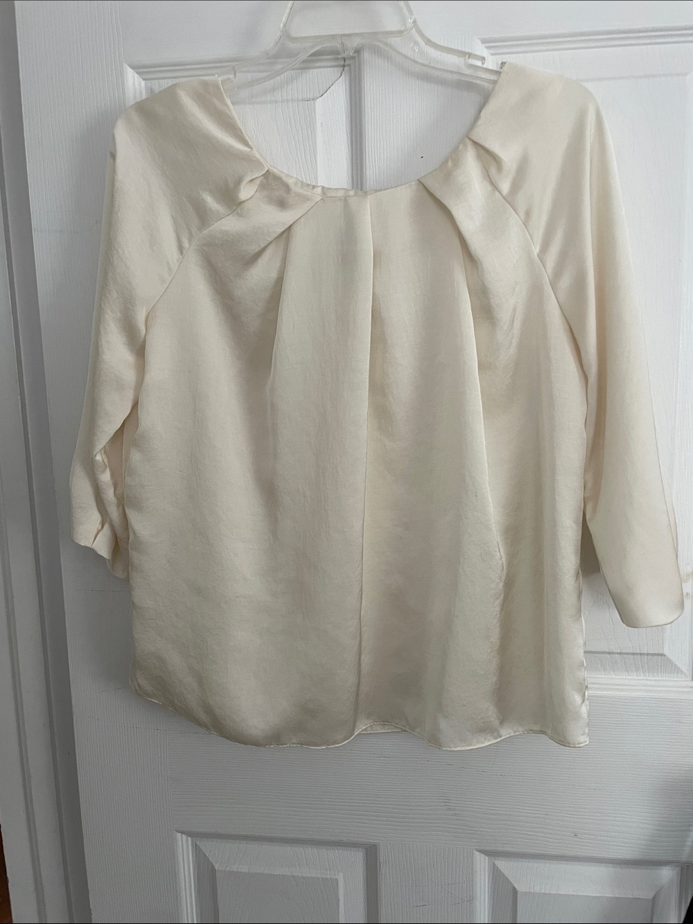 Talbots Cream Pleated Scoop-Neck Blouse. Dressy. Silky